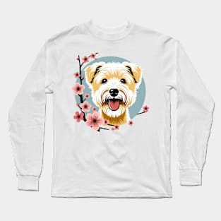 Dandie Dinmont Terrier Revels in Spring Cherry Blossoms Long Sleeve T-Shirt